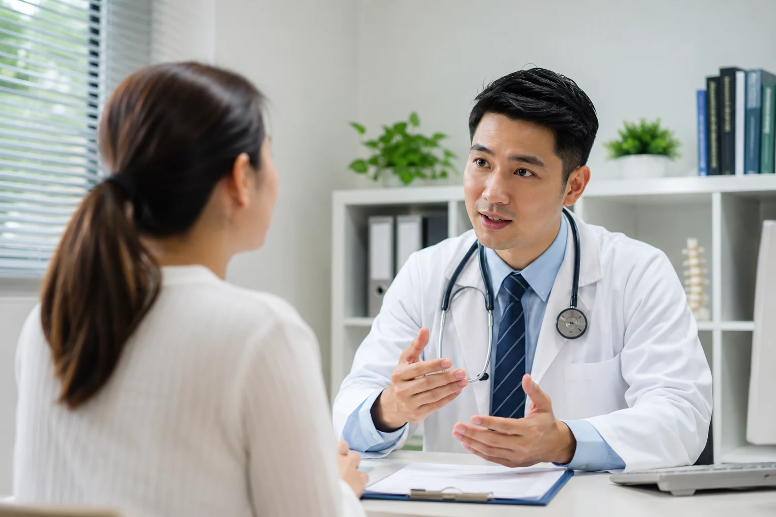 doctor answering questions about statutory screening