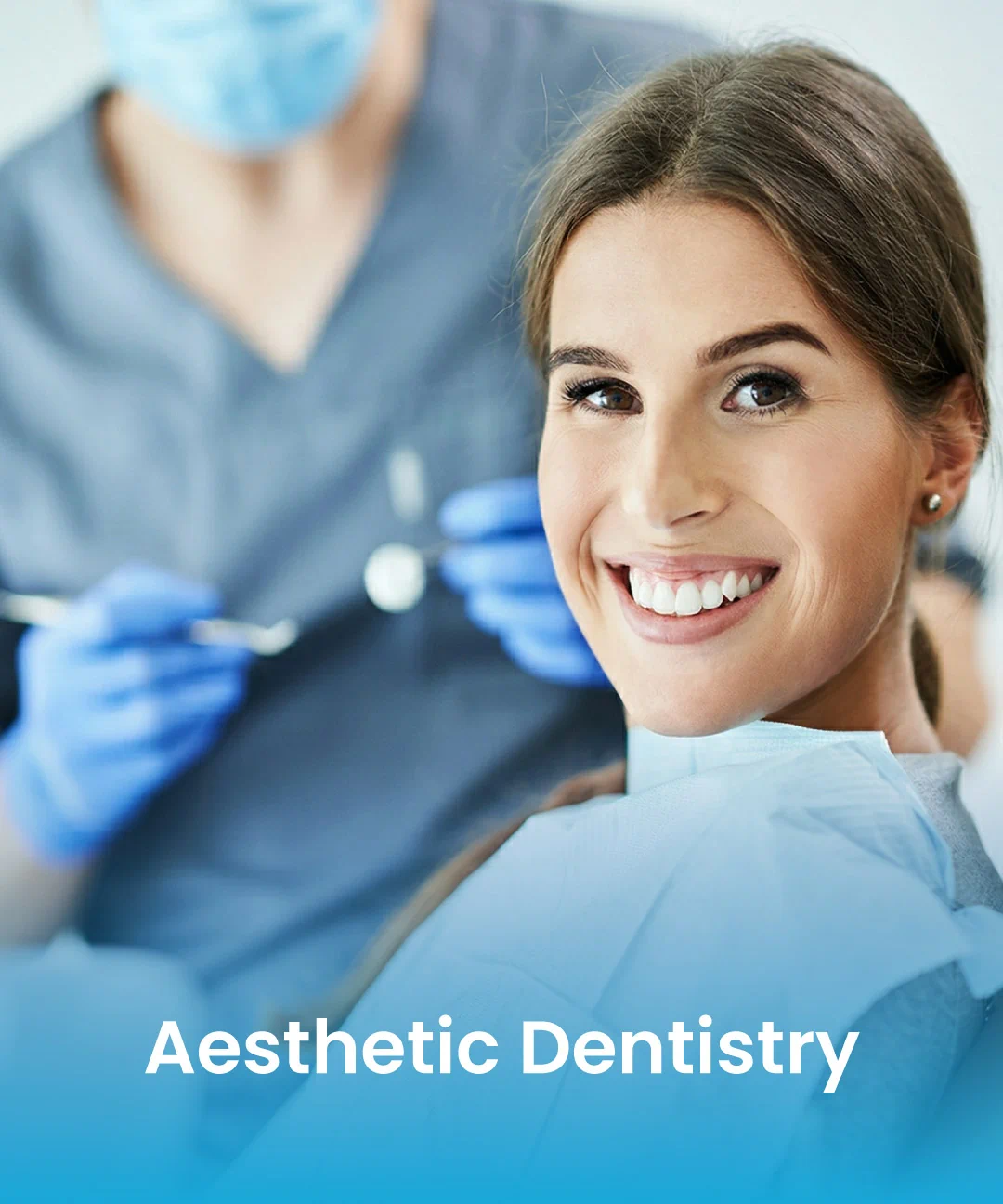 Patient smiling during aesthetic dentistry
