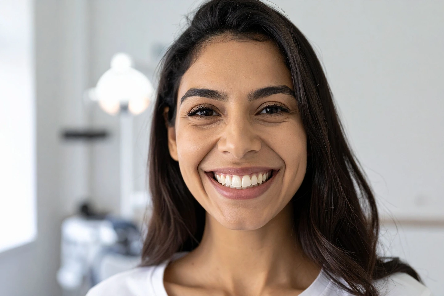 Confident patient smiling after learning about foods that whiten teeth naturally at Caring Dental Associates.