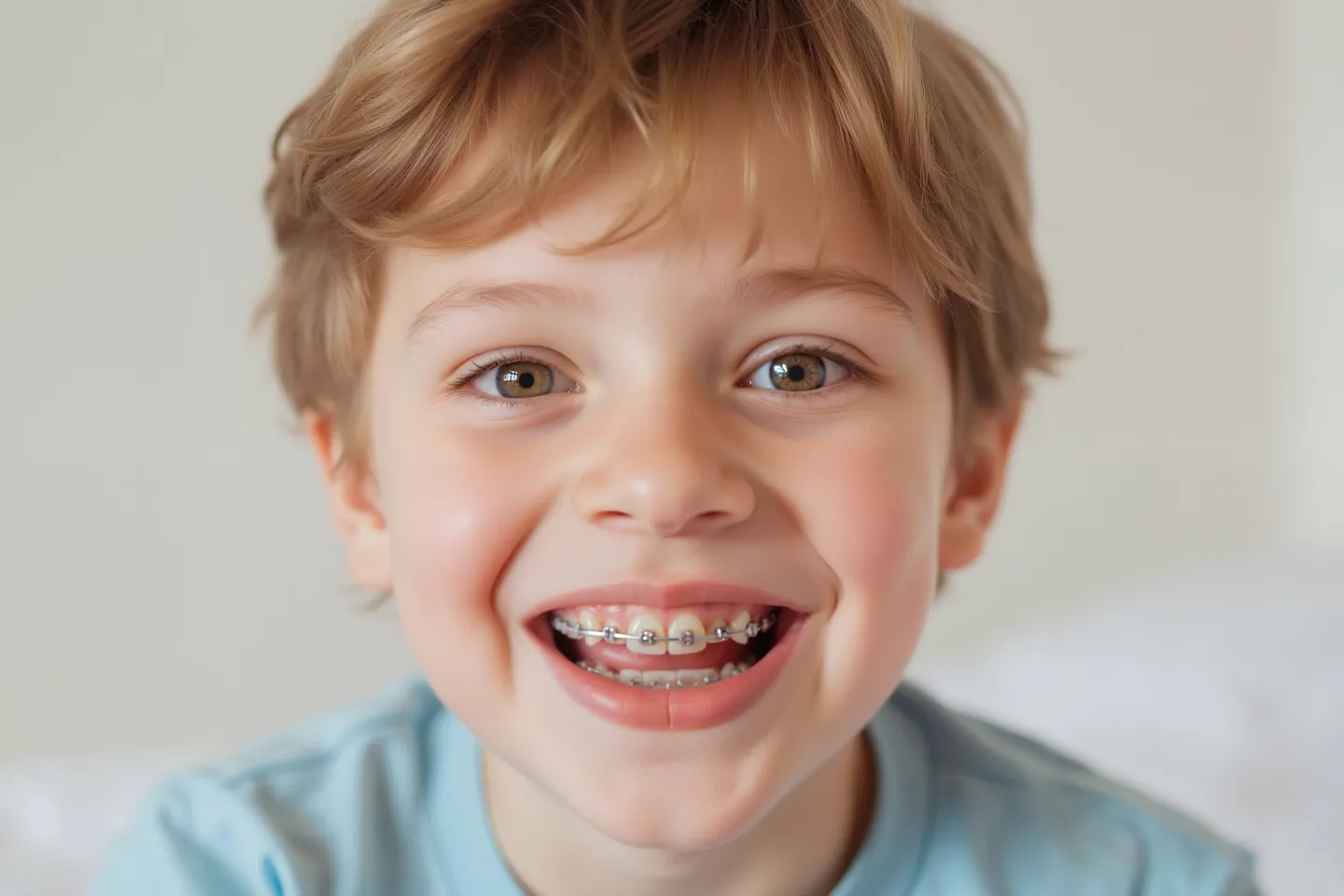 Child with braces smiling, representing kids orthodontics and dental insurance coverage for braces