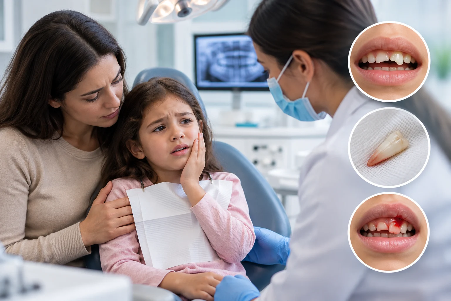 child at dentist with dental emergency