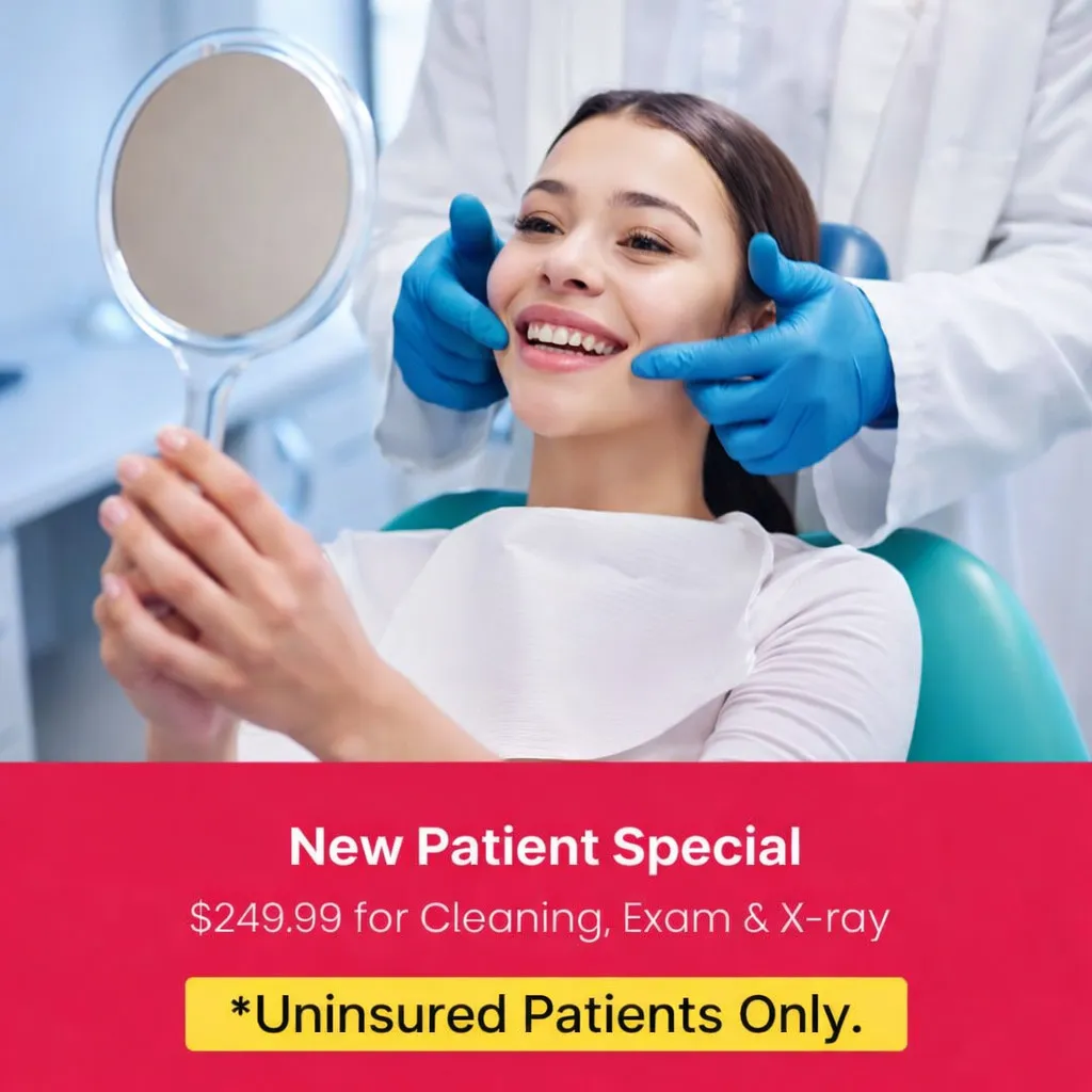 New Patient Special: $149.99 for Cleaning, Exam & X-rays.