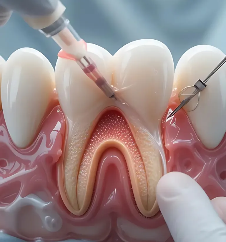 Dentist explaining root canal treatment