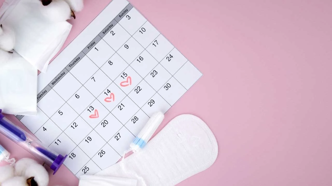 Calendar with irregular cycles marked.