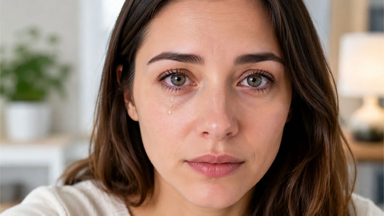 Dr examining a patient with watery eyes during an eye consultation
