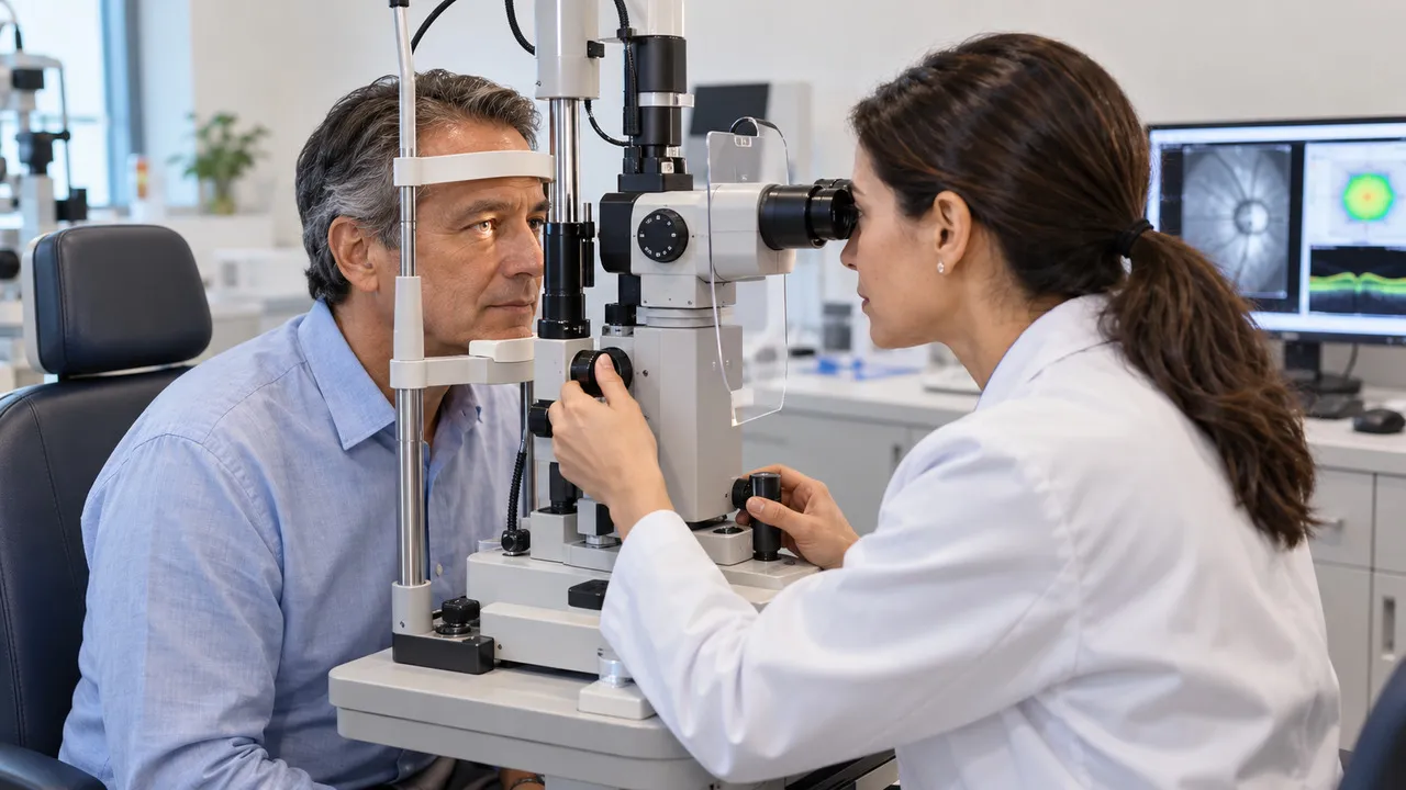 Ophthalmologist discussing laser treatment options for glaucoma