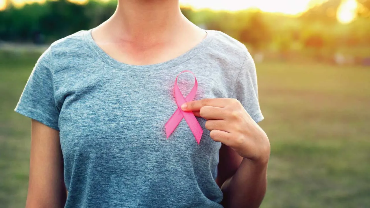 HER2 positive breast cancer ribbon illustration
