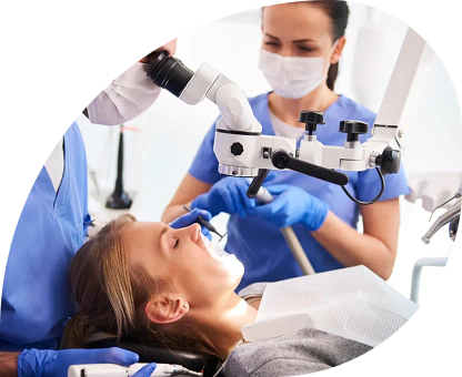 Dentist examining a patient during a routine dental checkup