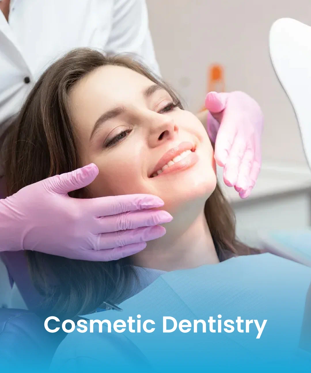 Patient receiving cosmetic dental care