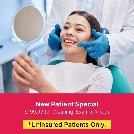 New Patient Special: $149.99 for Cleaning, Exam & X-rays.